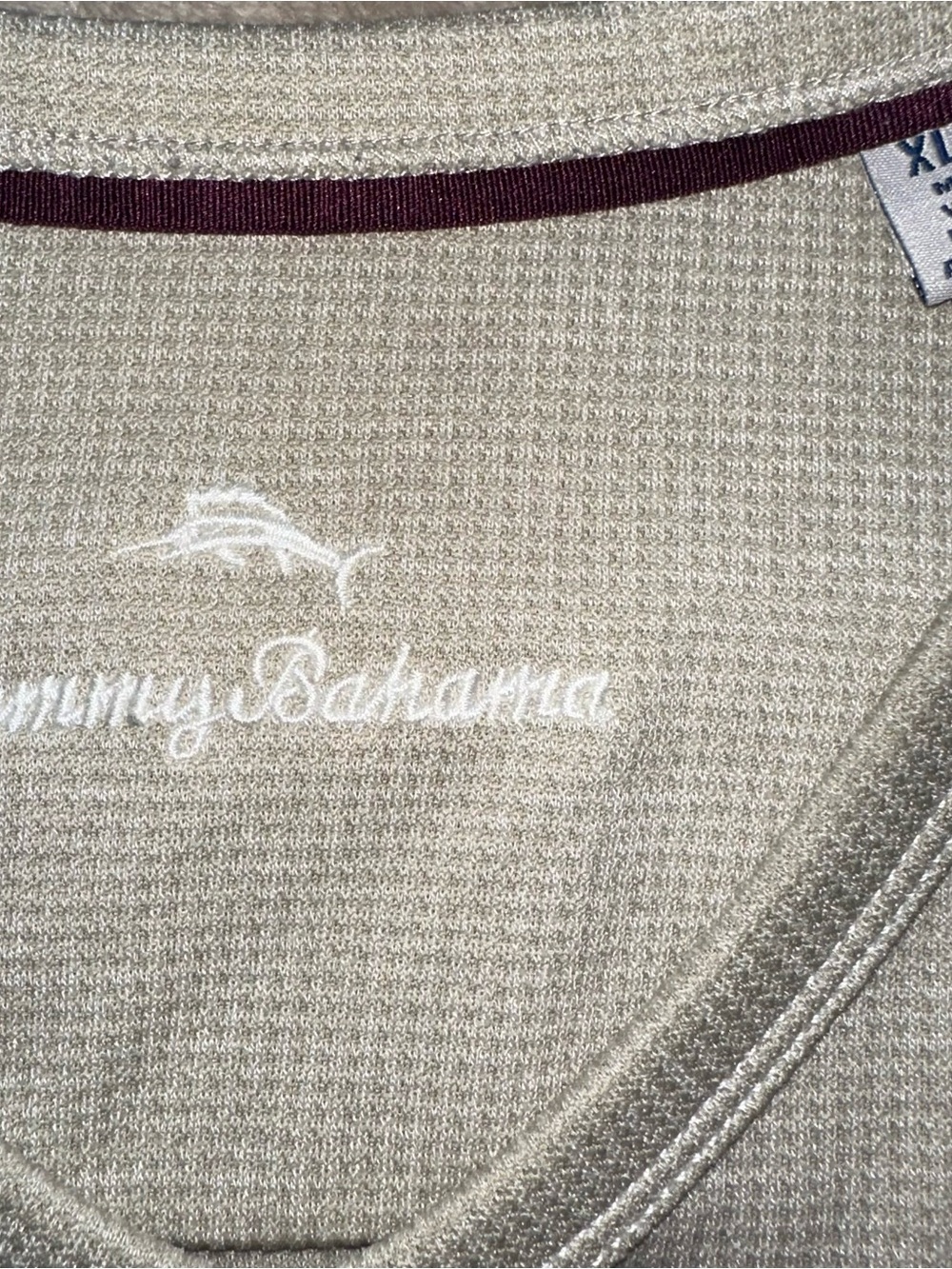 Tommy Bahama IslandZone Shirt Men XL Tan Beige Knit Performance Waffle Blend - Picture 3 of 9
